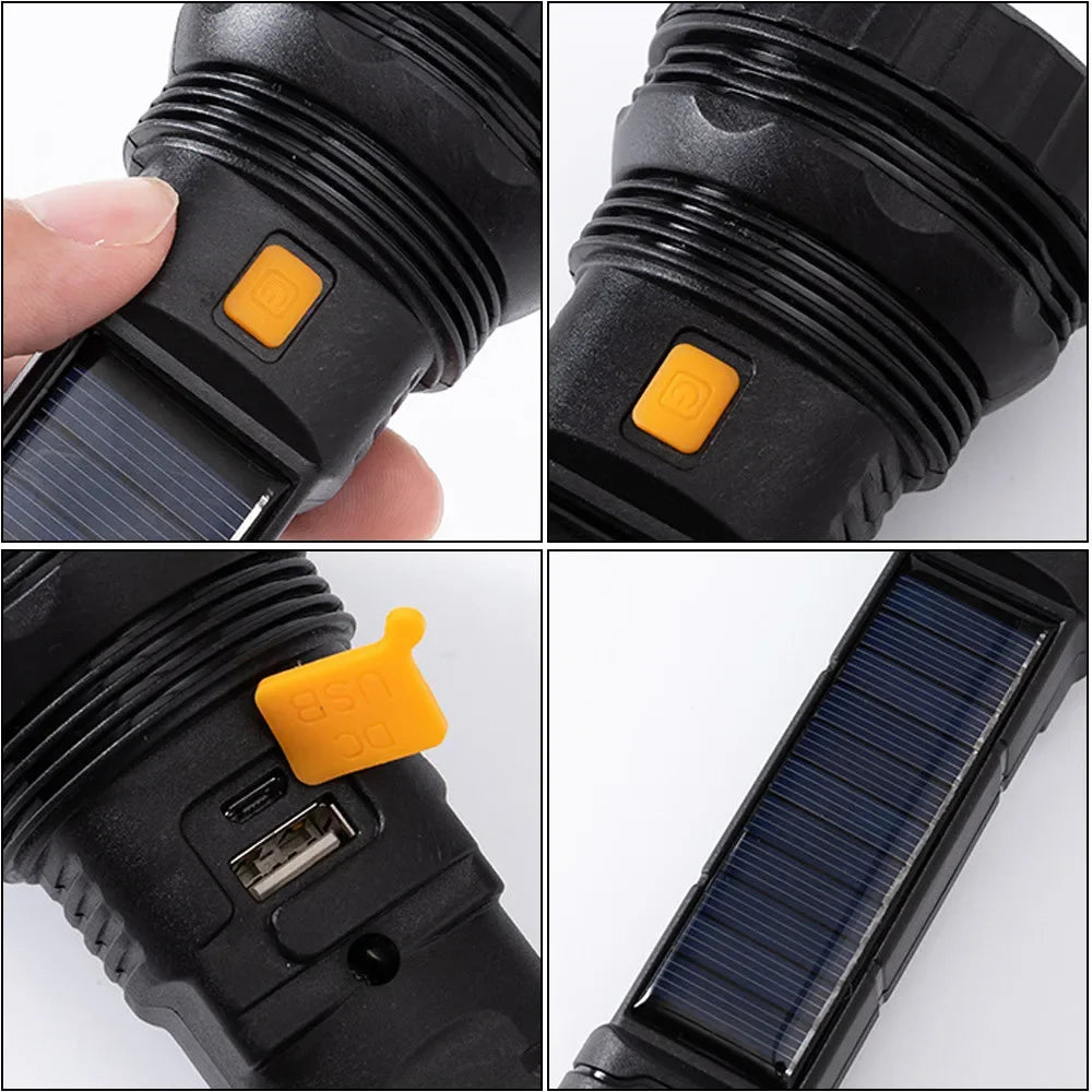 Linterna Solar LED Multifunción con Power Bank para Emergencias
