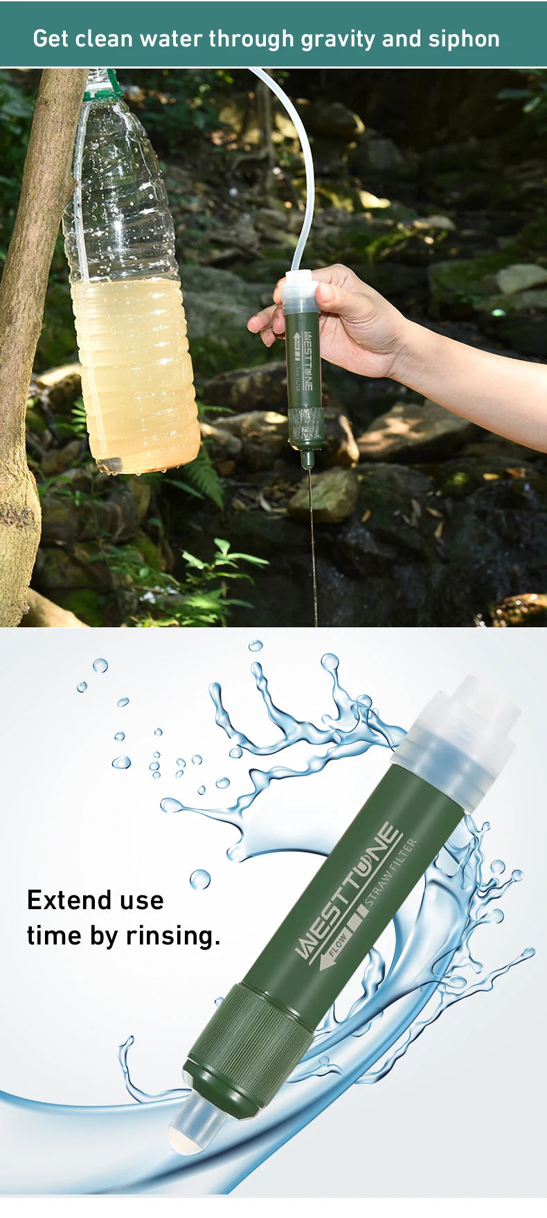 Sistema de Filtración de Agua Westtune — Purificador Outdoor con Bolsa Plegable 4.000 Litros