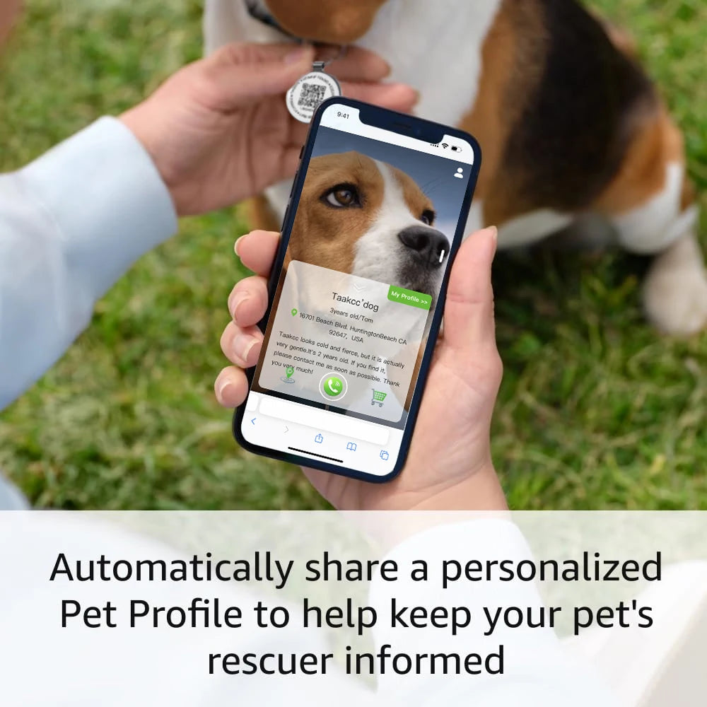 Placa Identificativa QR para Mascotas — Metal Resistente, Sin Cuotas ni Suscripción