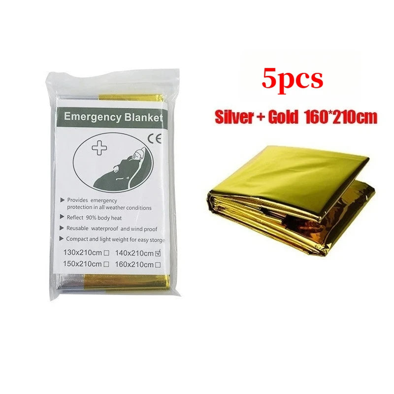 Manta Térmica de Emergencia Reutilizable — Poncho Impermeable y Cortavientos