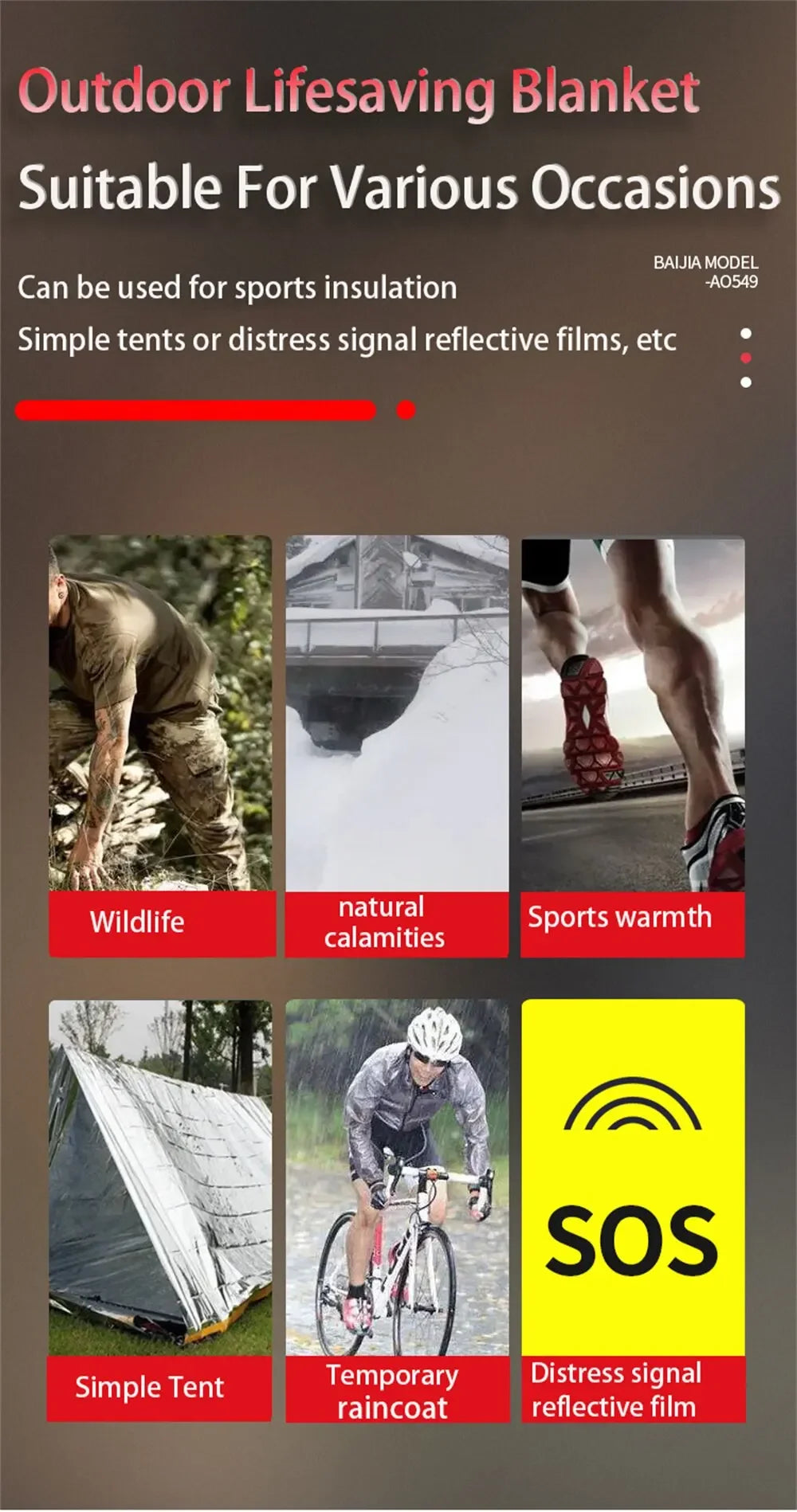 Manta Térmica de Emergencia Reutilizable — Poncho Impermeable y Cortavientos
