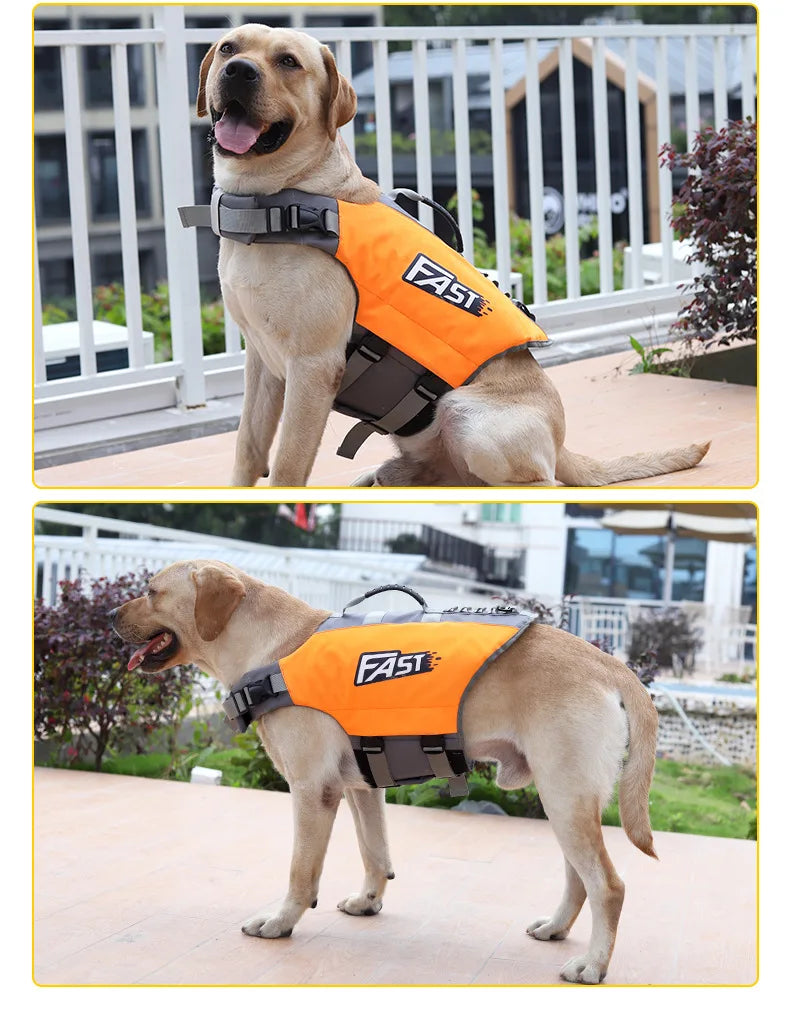 Chaleco Salvavidas para Perros — Naranja Alta Visibilidad con Reflectantes y Asa de Rescate