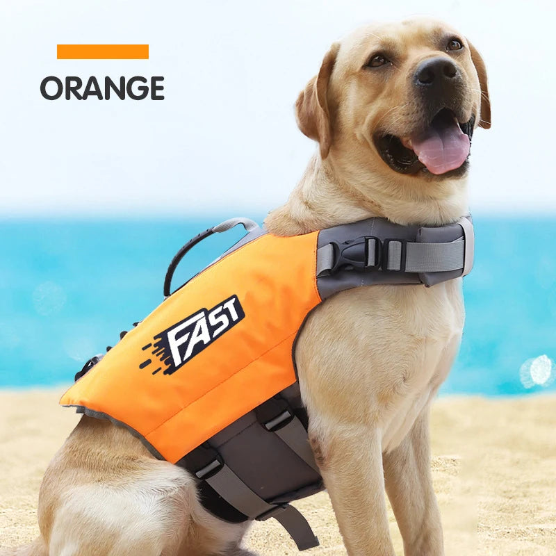 Chaleco Salvavidas para Perros — Naranja Alta Visibilidad con Reflectantes y Asa de Rescate
