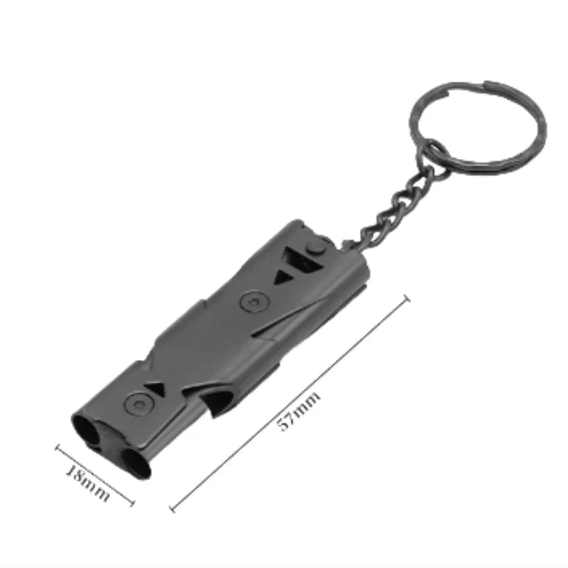 Silbato de Emergencia Doble Tubo de Acero Inoxidable — Alta Frecuencia para Rescate y Supervivencia