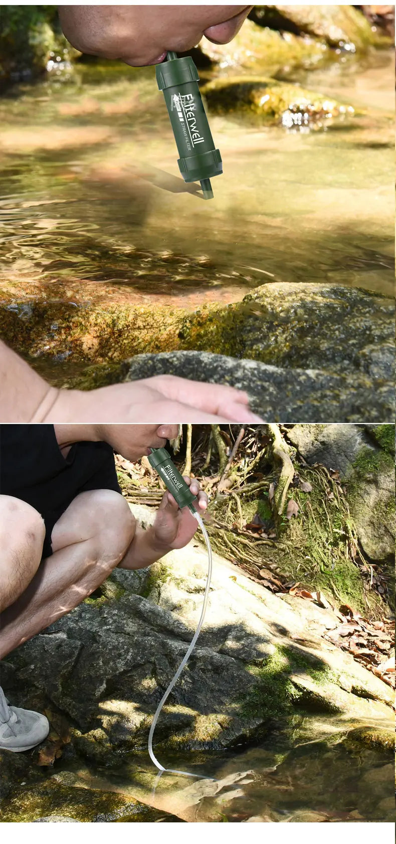 Pajita Filtrante de Agua Portátil — Purificador de Emergencia y Supervivencia