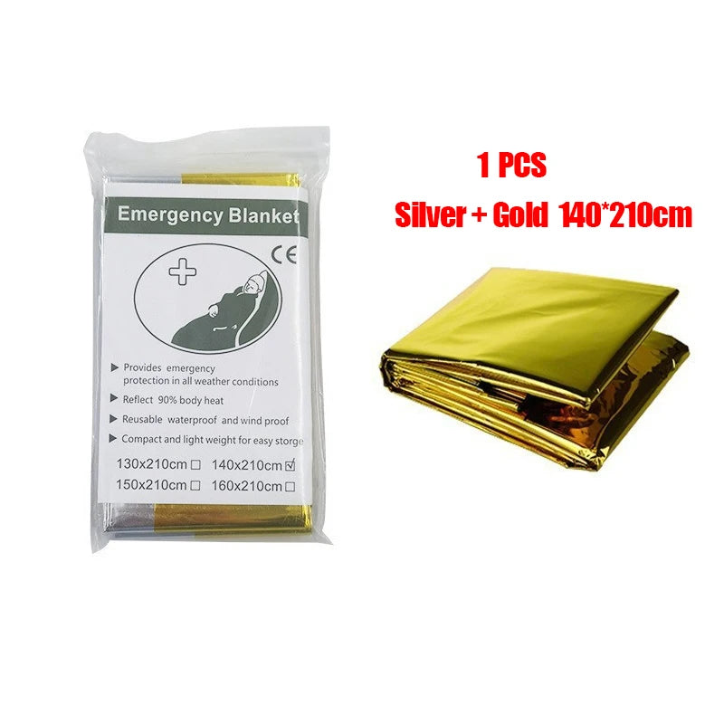 Manta Térmica de Emergencia Reutilizable — Poncho Impermeable y Cortavientos