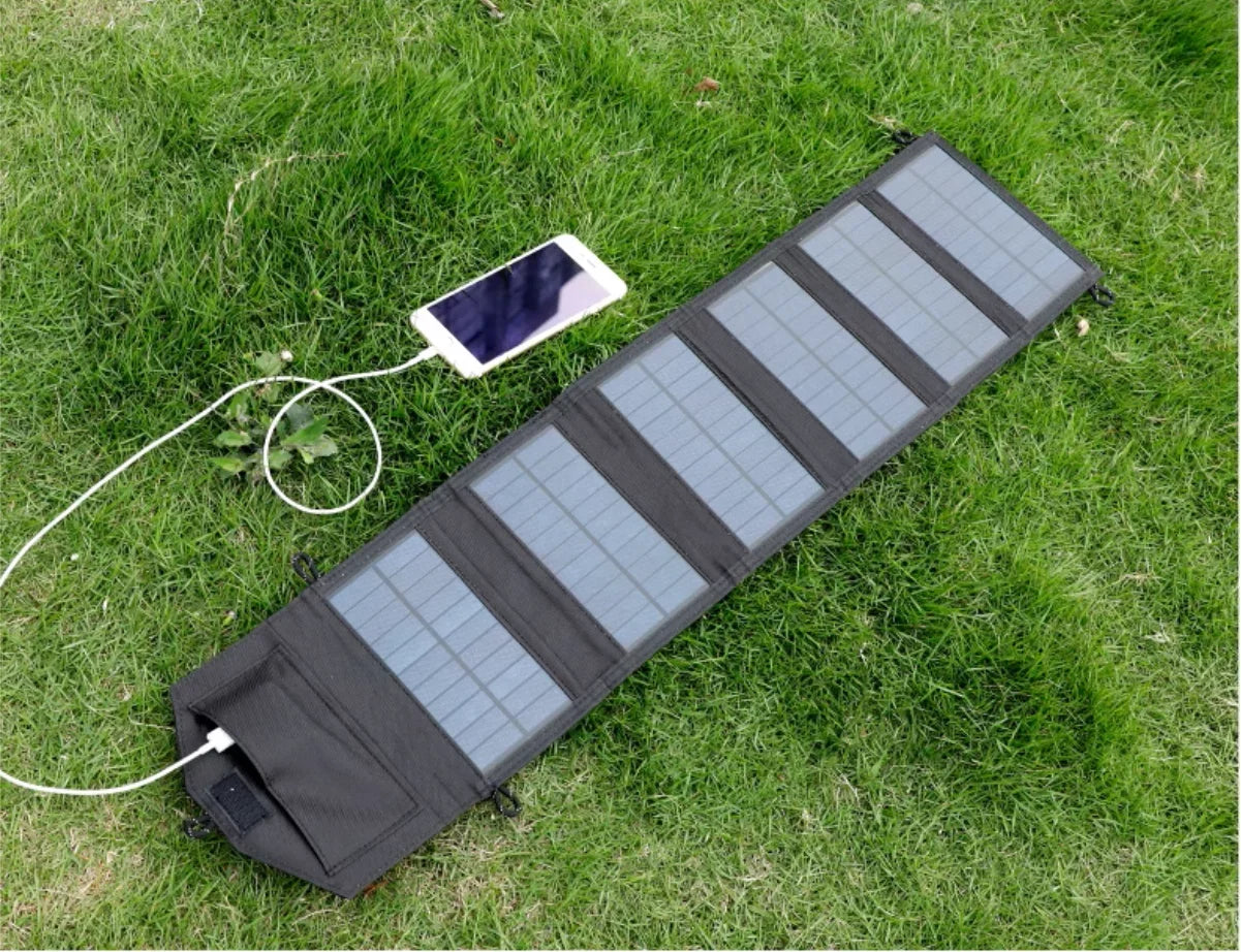 Panel Solar Portátil Plegable 20W con Salida USB — Cargador Solar para Móviles y Outdoor