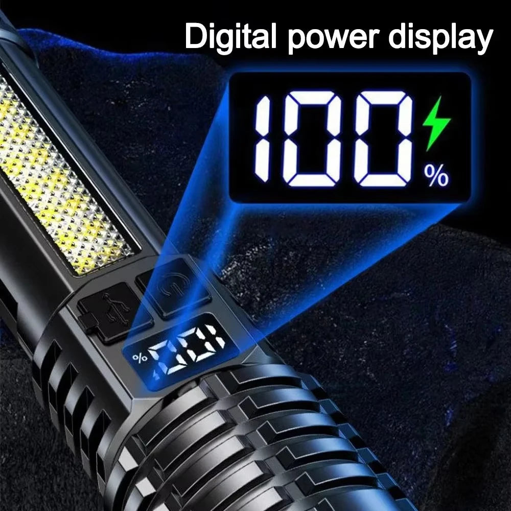 Linterna Táctica LED Recargable USB con Zoom — Alta Potencia y Larga Distancia