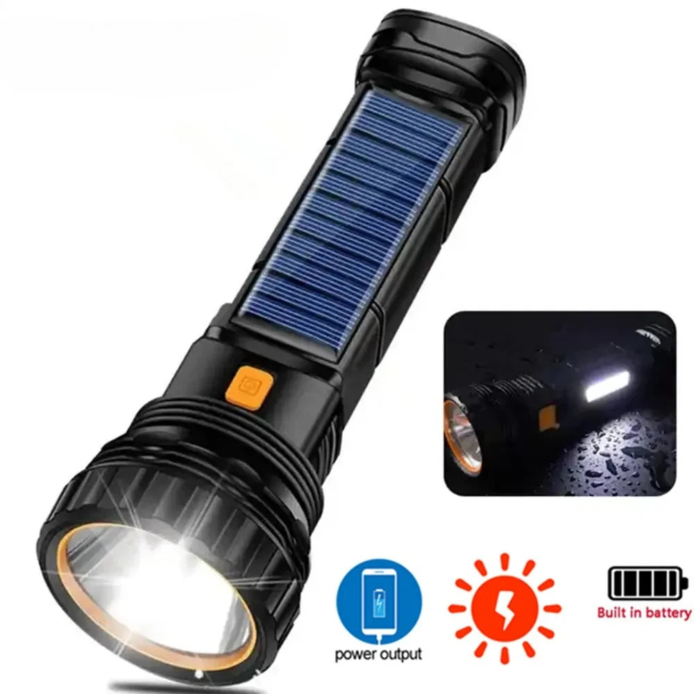 Linterna Solar LED Multifunción con Power Bank para Emergencias