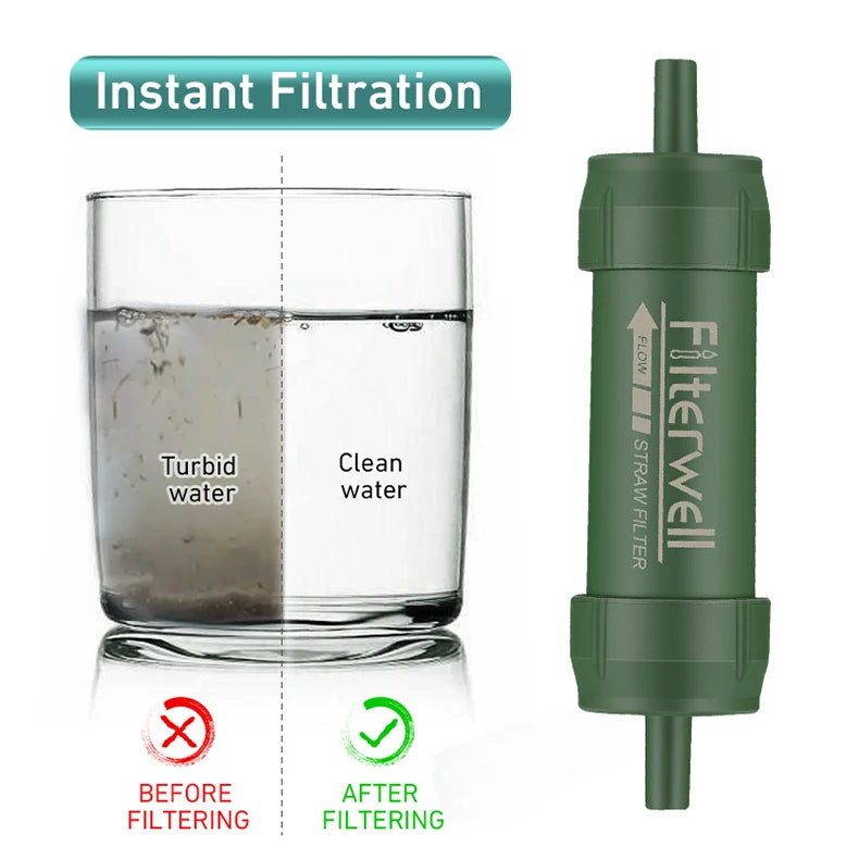 Pajita Filtrante de Agua Portátil — Purificador de Emergencia y Supervivencia