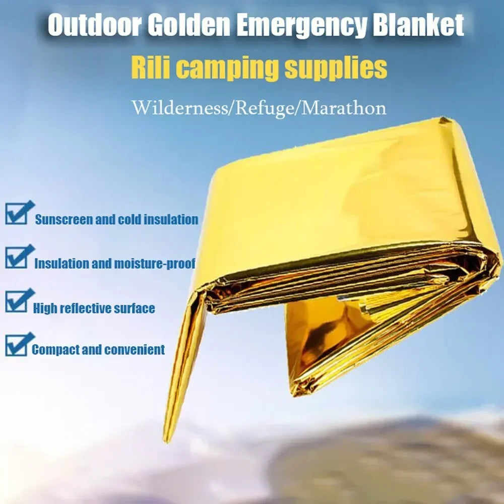 Manta Térmica de Emergencia Reutilizable — Poncho Impermeable y Cortavientos