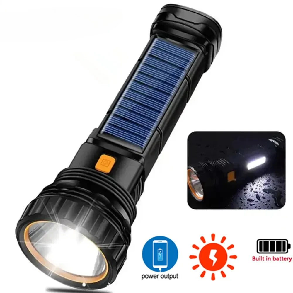 Linterna Solar LED Multifunción con Power Bank para Emergencias