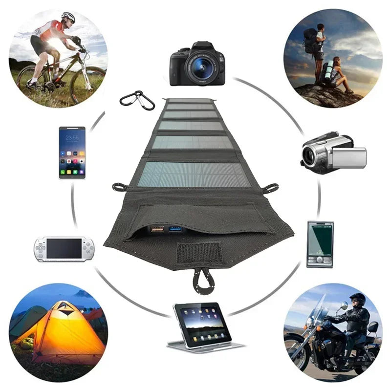 Panel Solar Portátil Plegable 20W con Salida USB — Cargador Solar para Móviles y Outdoor