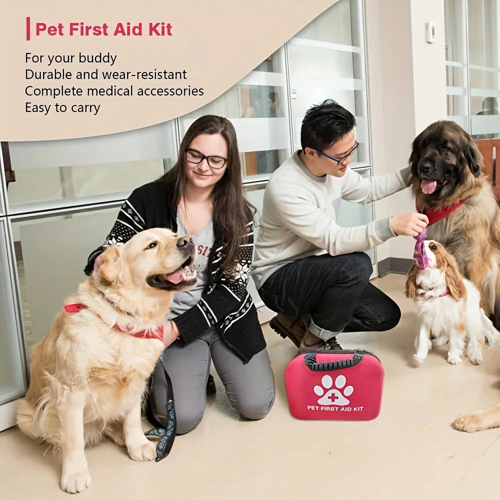 Kit Botiquín Completo de Primeros Auxilios para Mascotas — 19 Piezas con Cuenco Plegable y Accesorios