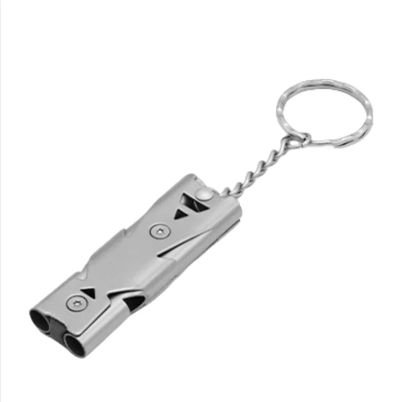 Silbato de Emergencia Doble Tubo de Acero Inoxidable — Alta Frecuencia para Rescate y Supervivencia
