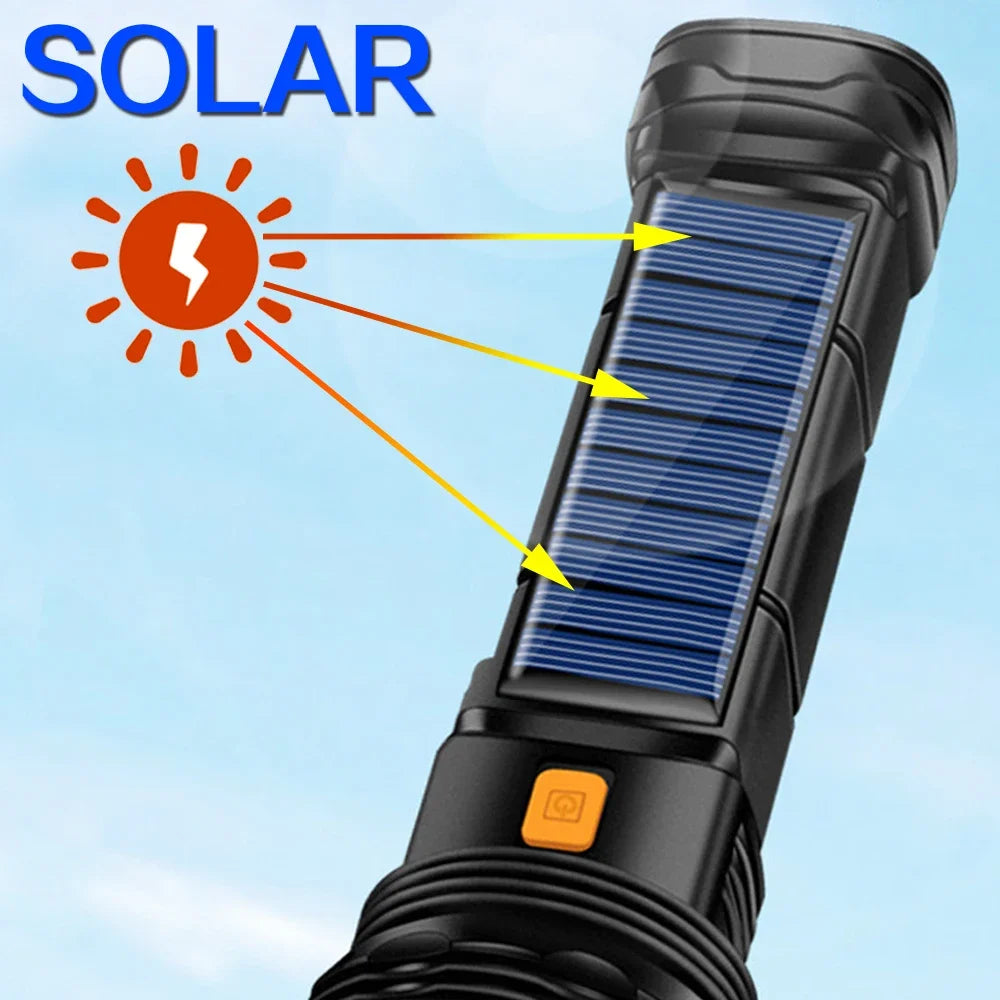Linterna Solar LED Multifunción con Power Bank para Emergencias
