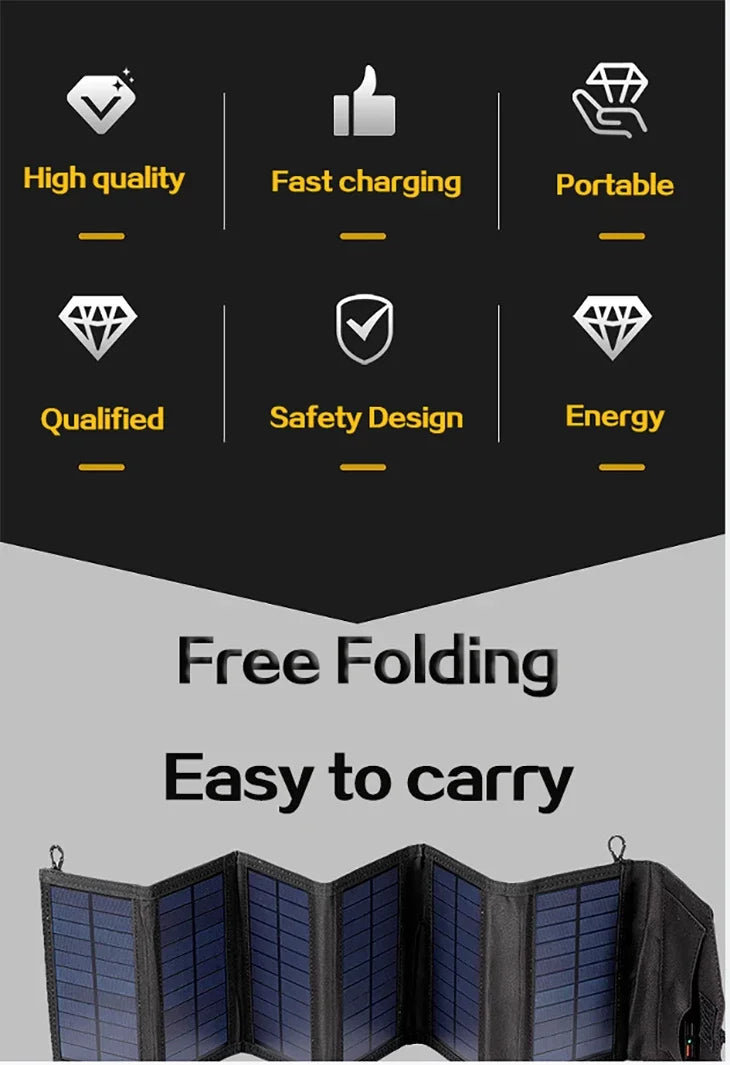 Panel Solar Portátil Plegable 20W con Salida USB — Cargador Solar para Móviles y Outdoor