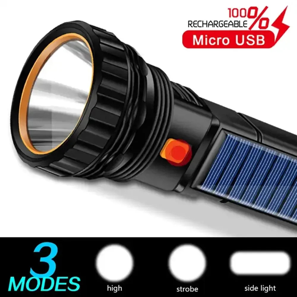 Linterna Solar LED Multifunción con Power Bank para Emergencias