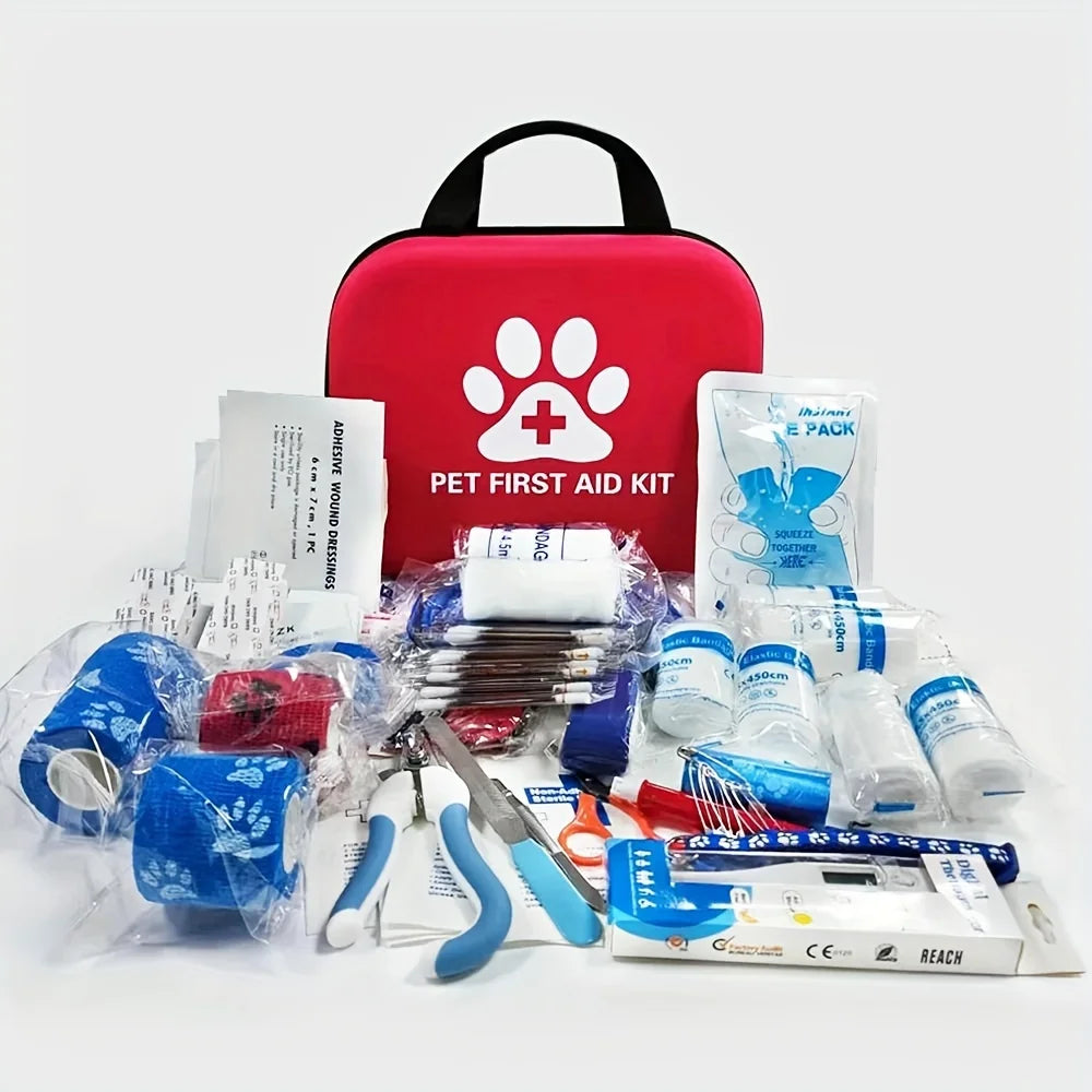 Kit Botiquín Completo de Primeros Auxilios para Mascotas — 19 Piezas con Cuenco Plegable y Accesorios