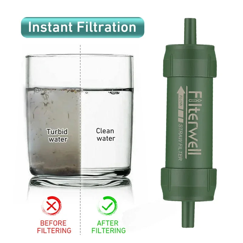 Pajita Filtrante de Agua Portátil — Purificador de Emergencia y Supervivencia