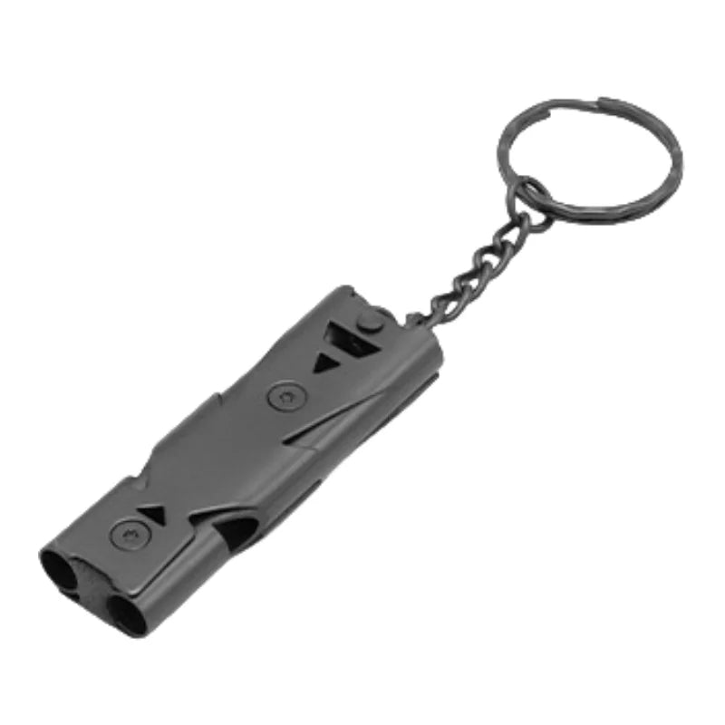 Silbato de Emergencia Doble Tubo de Acero Inoxidable — Alta Frecuencia para Rescate y Supervivencia