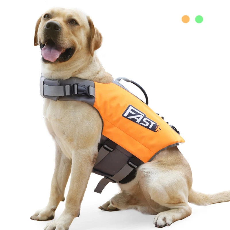 Chaleco Salvavidas para Perros — Naranja Alta Visibilidad con Reflectantes y Asa de Rescate
