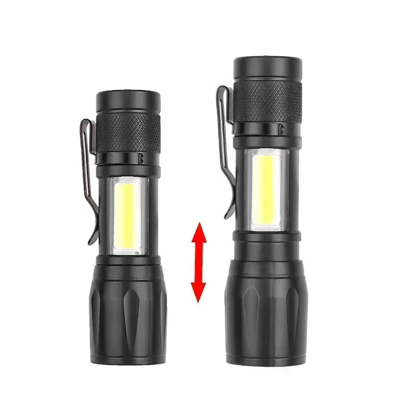 Linterna Táctica LED Recargable USB con Zoom — Alta Potencia y Larga Distancia