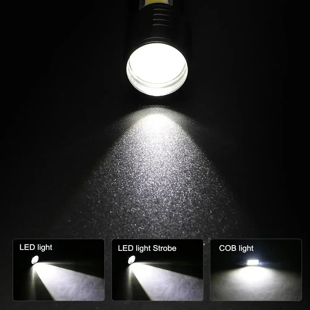 Linterna Táctica LED Recargable USB con Zoom — Alta Potencia y Larga Distancia