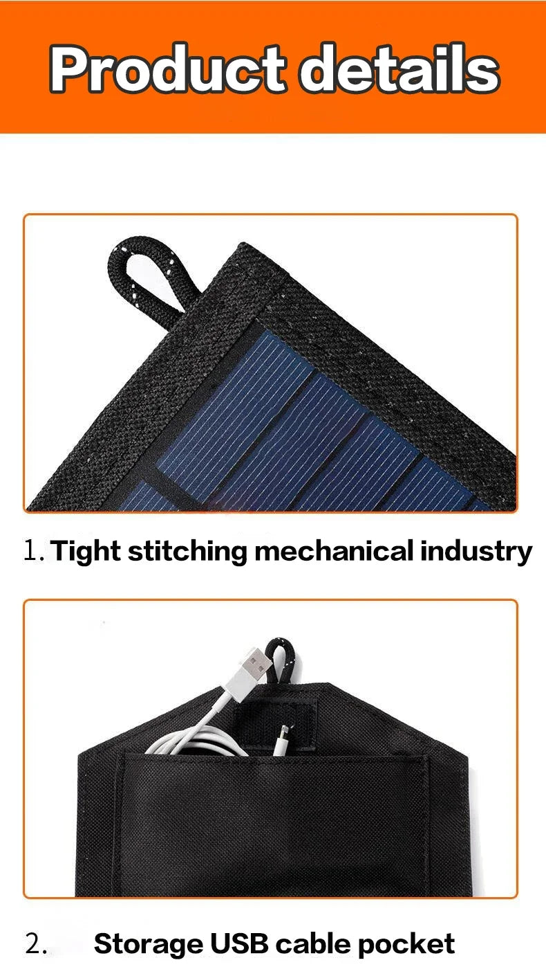 Panel Solar Portátil Plegable 20W con Salida USB — Cargador Solar para Móviles y Outdoor